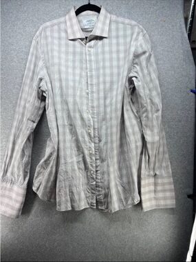 Charles Tyrwhitt Men's Plaid Dress Shirt - Gray & Cream